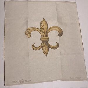 New Vtg Square by Design Gold/Brown Fleur De Lis Wall Tapestry
